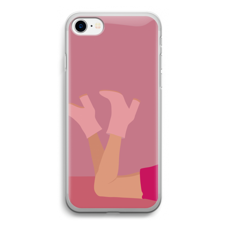 Pink boots: iPhone SE 2020 Transparant Hoesje