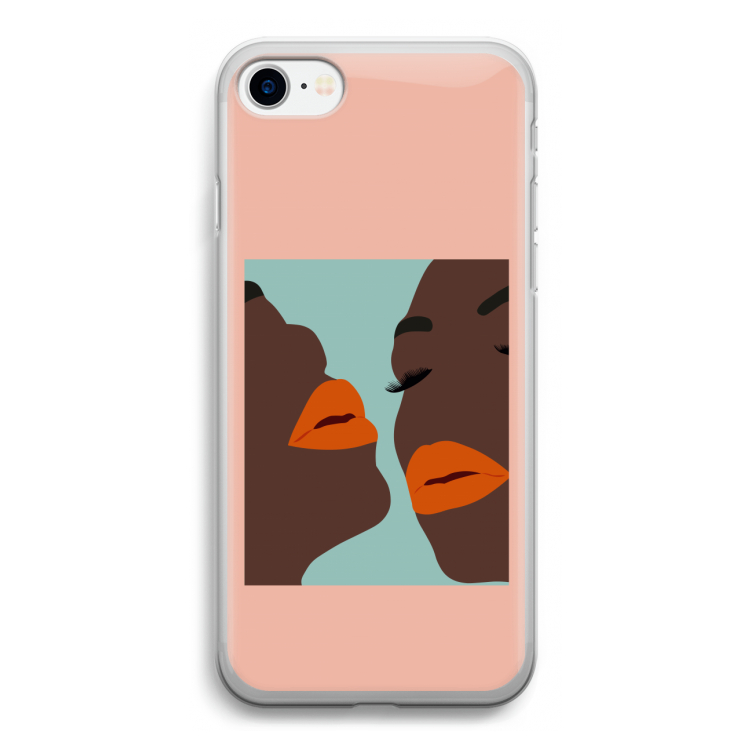 Orange lips: iPhone SE 2020 Transparant Hoesje