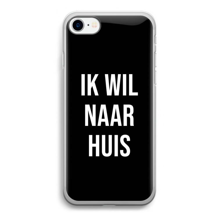 Ik wil naar huis - Zwart: iPhone SE 2020 Transparant Hoesje