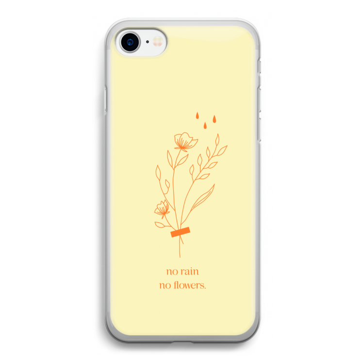 No rain no flowers: iPhone SE 2020 Transparant Hoesje