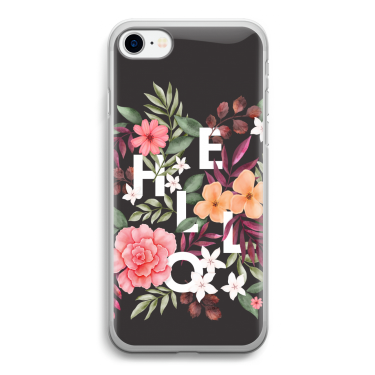 Hello in flowers: iPhone SE 2020 Transparant Hoesje
