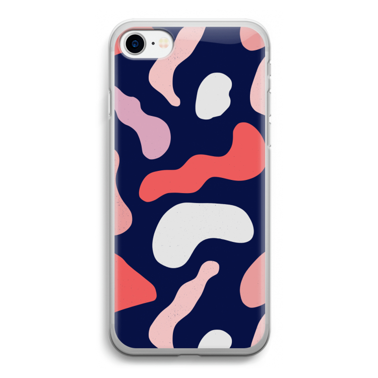 Memphis Shapes Pink: iPhone SE 2020 Transparant Hoesje