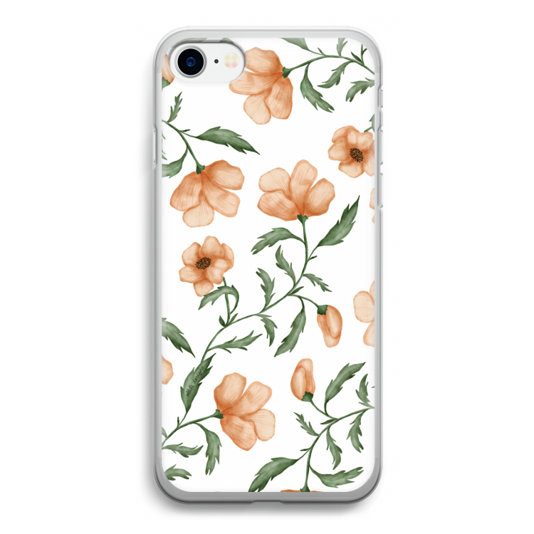 Peachy flowers: iPhone SE 2020 Transparant Hoesje