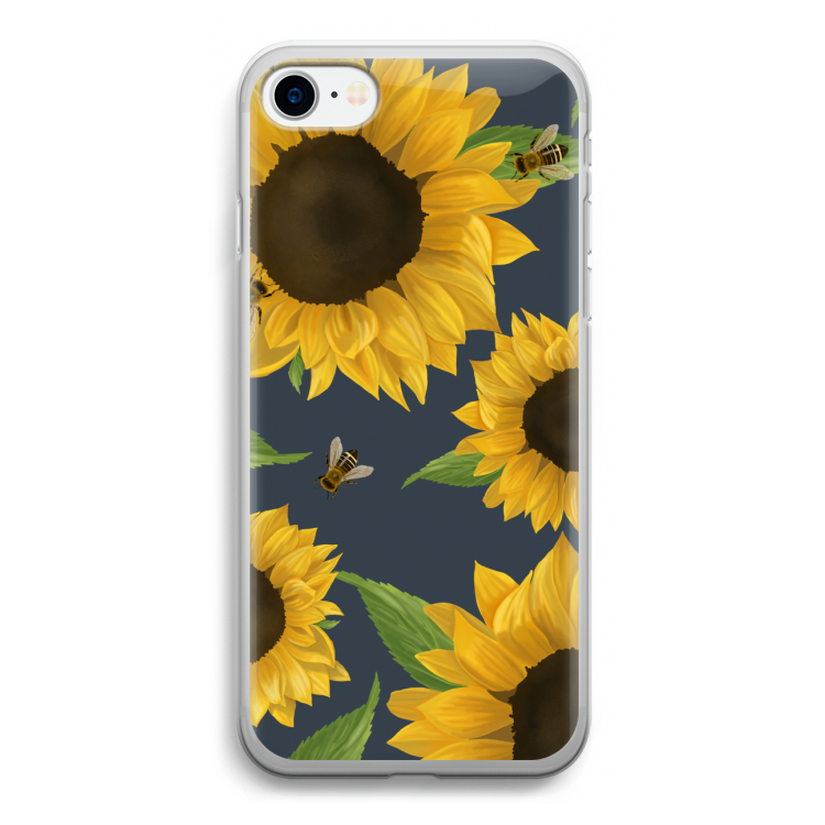 Sunflower and bees: iPhone SE 2020 Transparant Hoesje