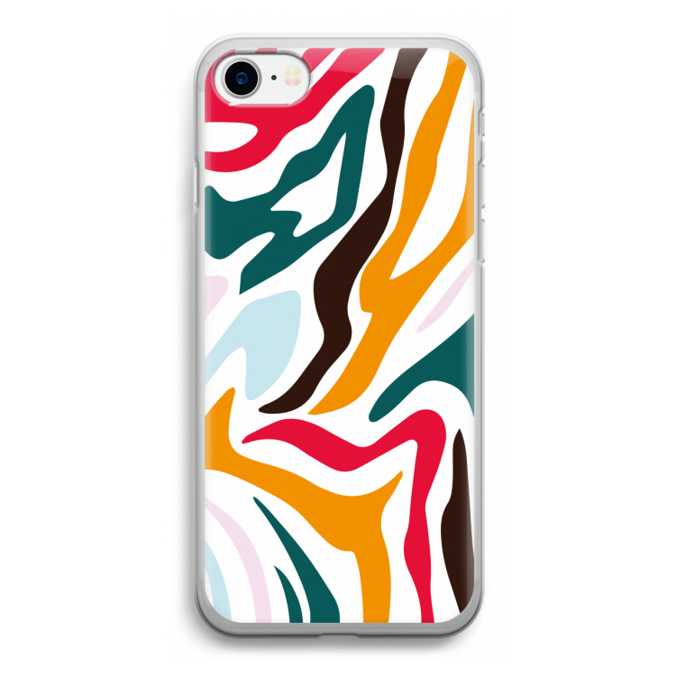 Colored Zebra: iPhone SE 2020 Transparant Hoesje