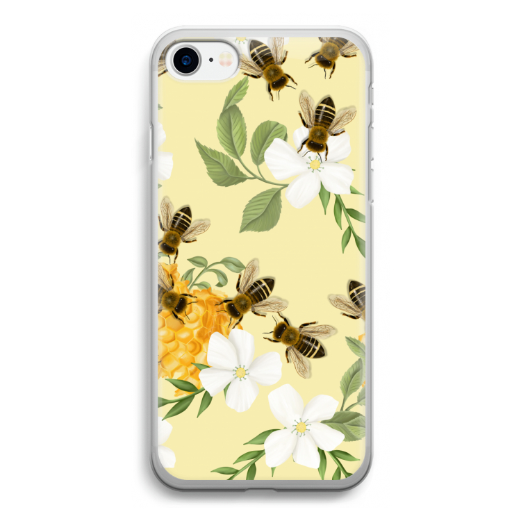 No flowers without bees: iPhone SE 2020 Transparant Hoesje