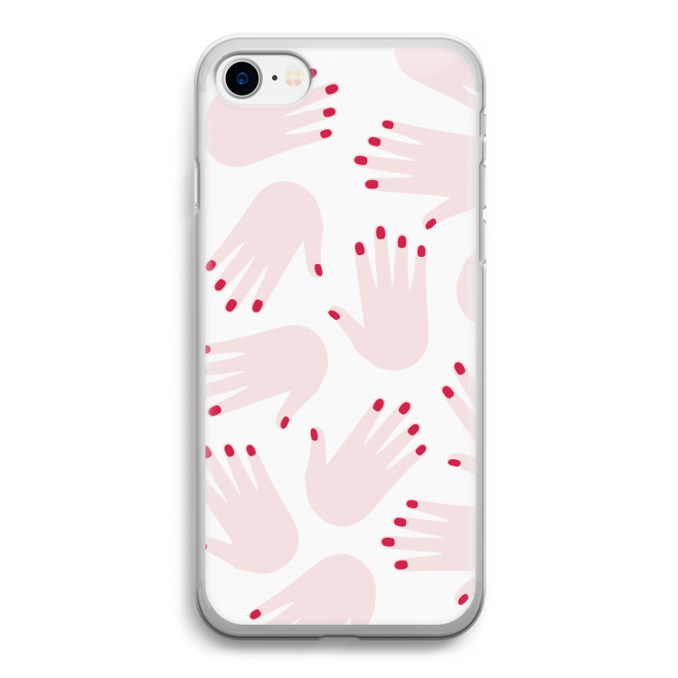 Hands pink: iPhone SE 2020 Transparant Hoesje