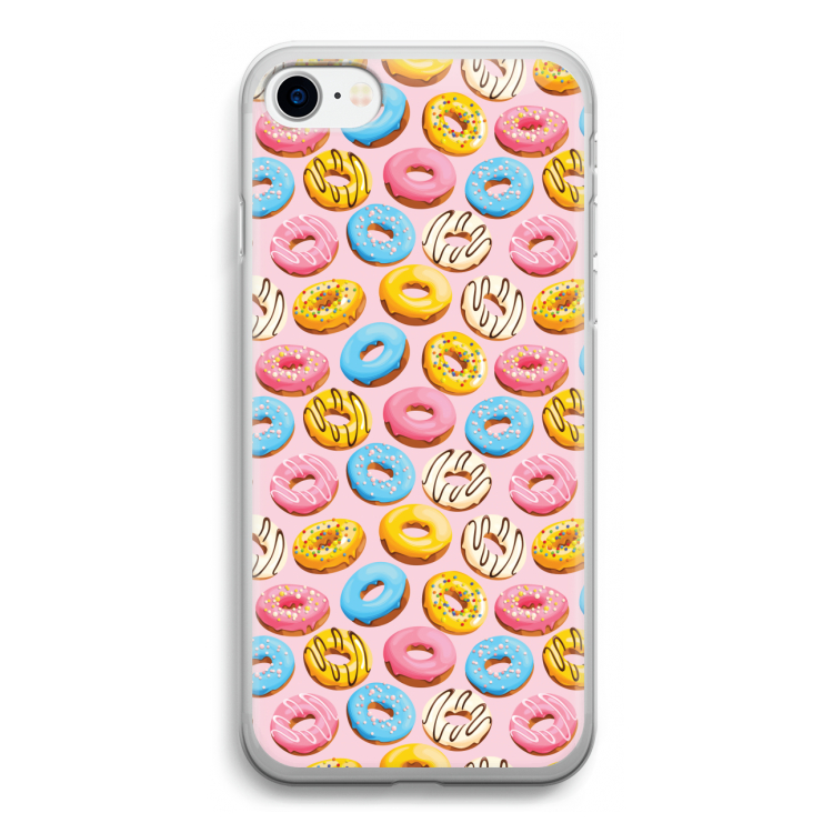 Pink donuts: iPhone SE 2020 Transparant Hoesje