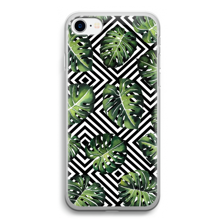 Geometrische jungle: iPhone SE 2020 Transparant Hoesje