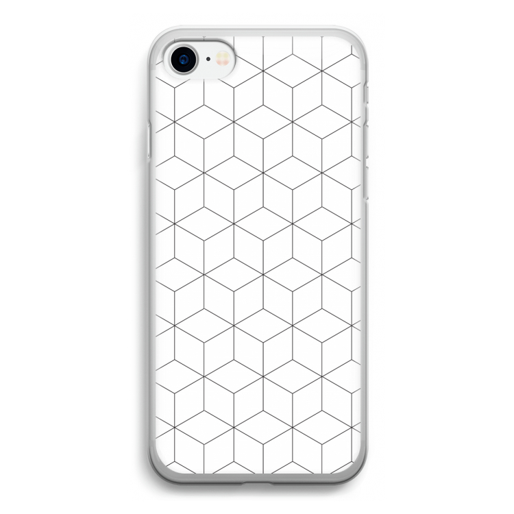 Zwart-witte kubussen: iPhone SE 2020 Transparant Hoesje