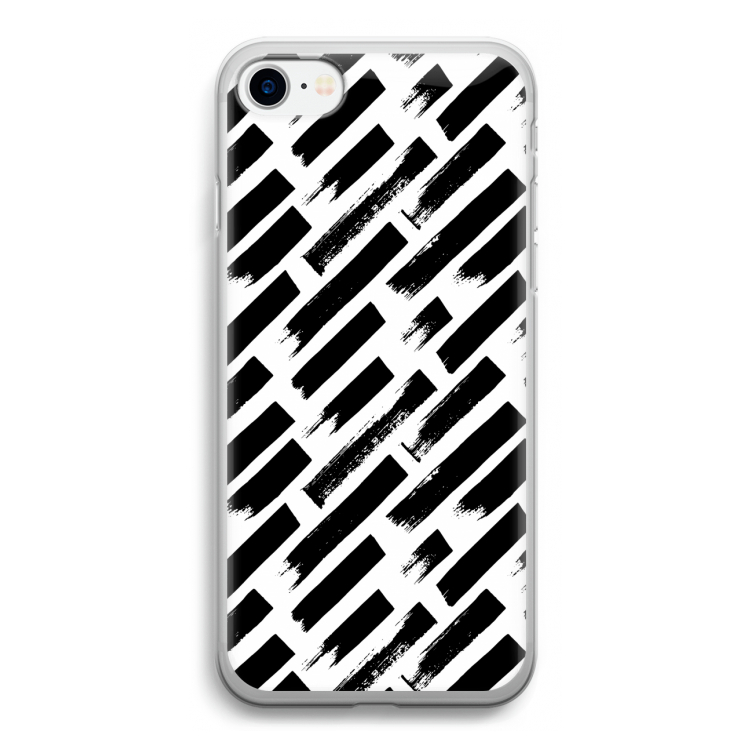 Zwarte vegen: iPhone SE 2020 Transparant Hoesje