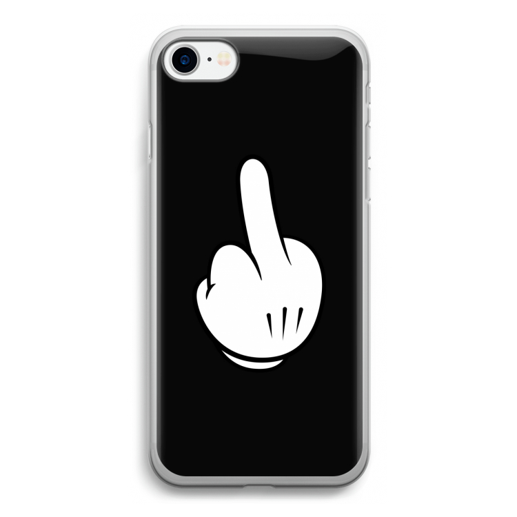 Middle finger black: iPhone SE 2020 Transparant Hoesje