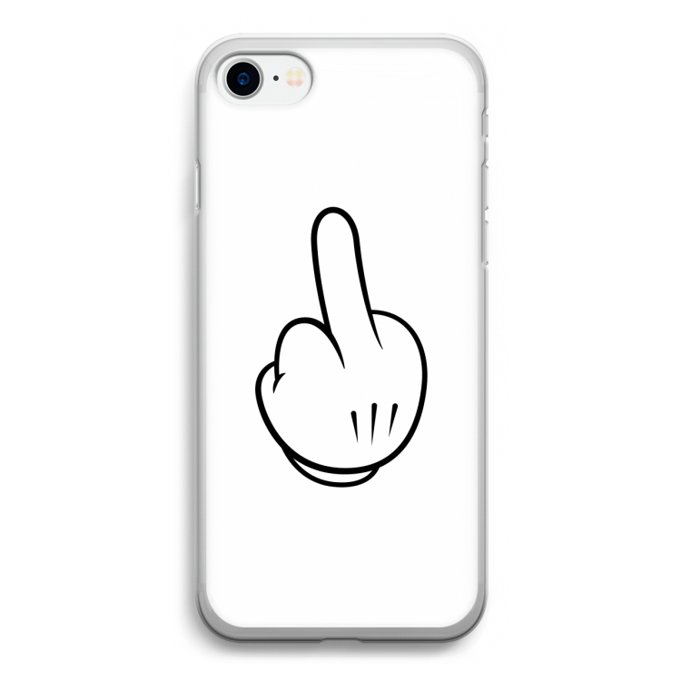 Middle finger white: iPhone SE 2020 Transparant Hoesje