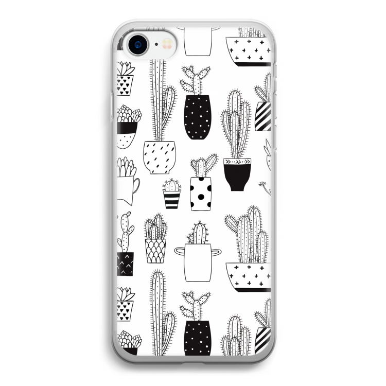 Cactusmotief: iPhone SE 2020 Transparant Hoesje