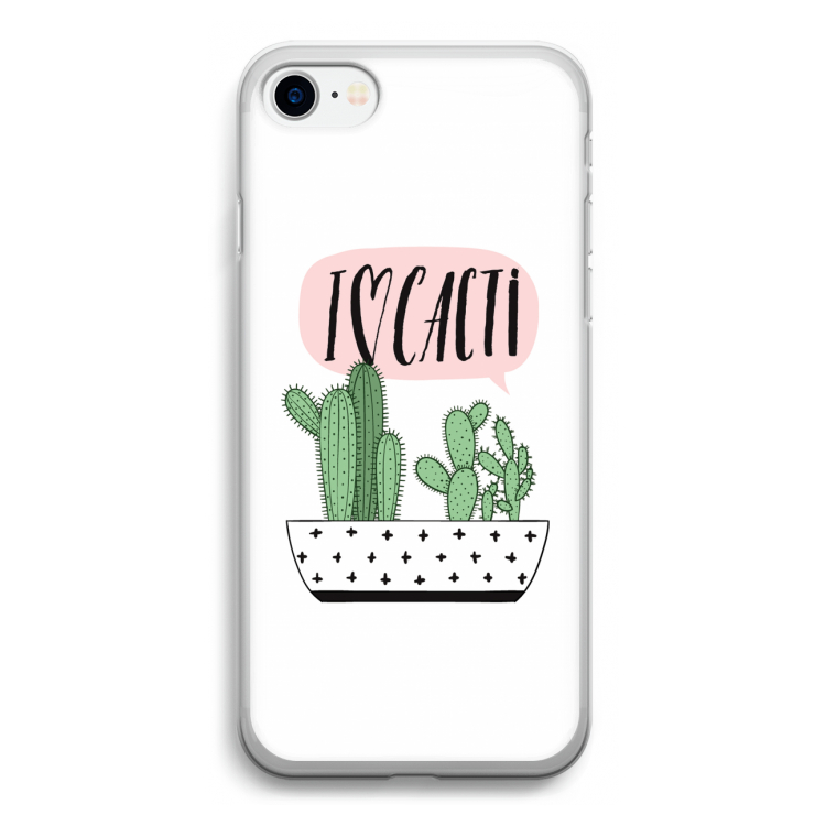 I love cacti: iPhone SE 2020 Transparant Hoesje