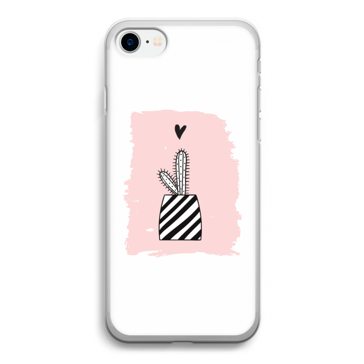 Zwart-wit cactus: iPhone SE 2020 Transparant Hoesje