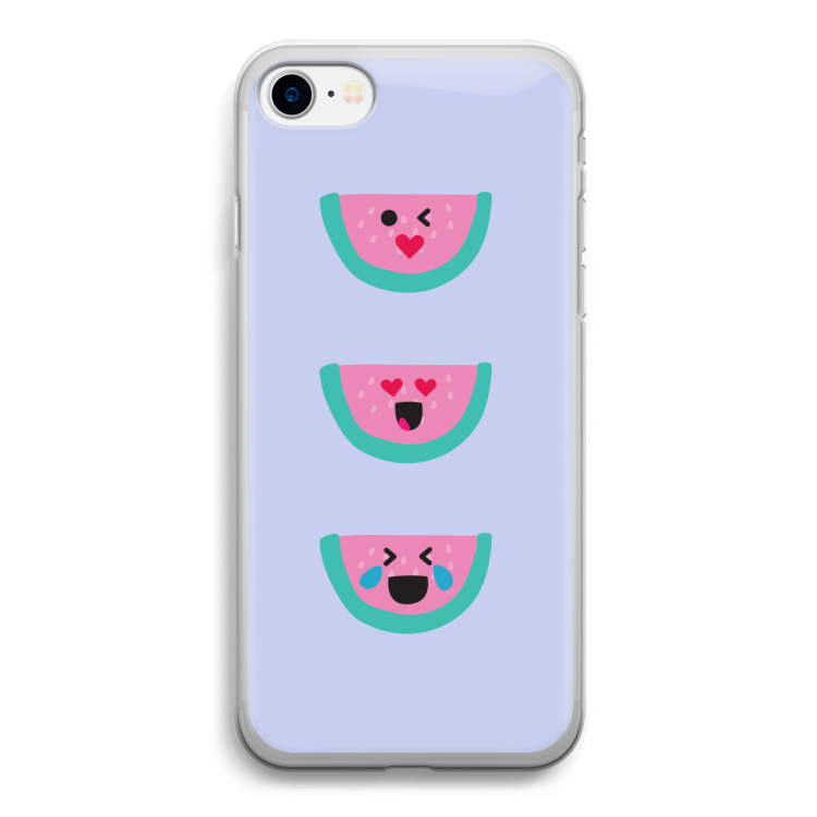 Smiley watermeloen: iPhone SE 2020 Transparant Hoesje