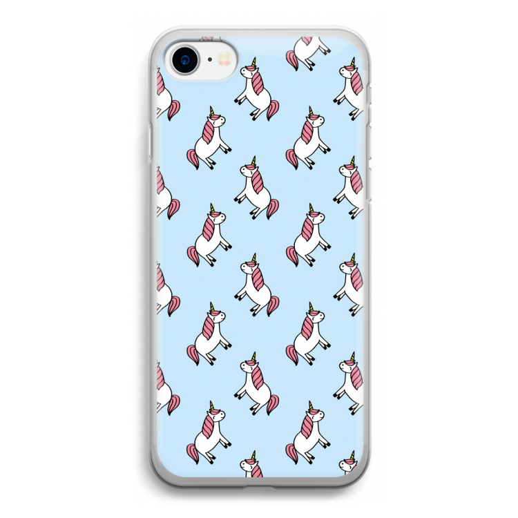 Eenhoorns overal: iPhone SE 2020 Transparant Hoesje