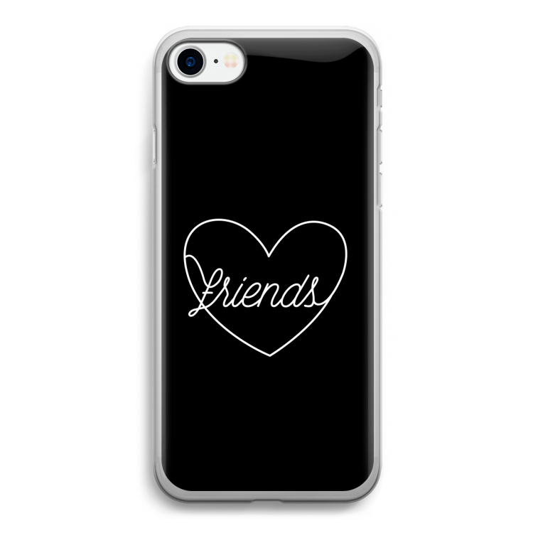 Friends heart black: iPhone SE 2020 Transparant Hoesje
