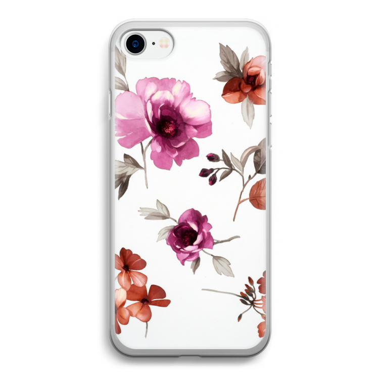 Geschilderde bloemen: iPhone SE 2020 Transparant Hoesje