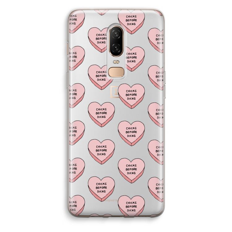 Chicks before dicks: OnePlus 6 Transparant Hoesje