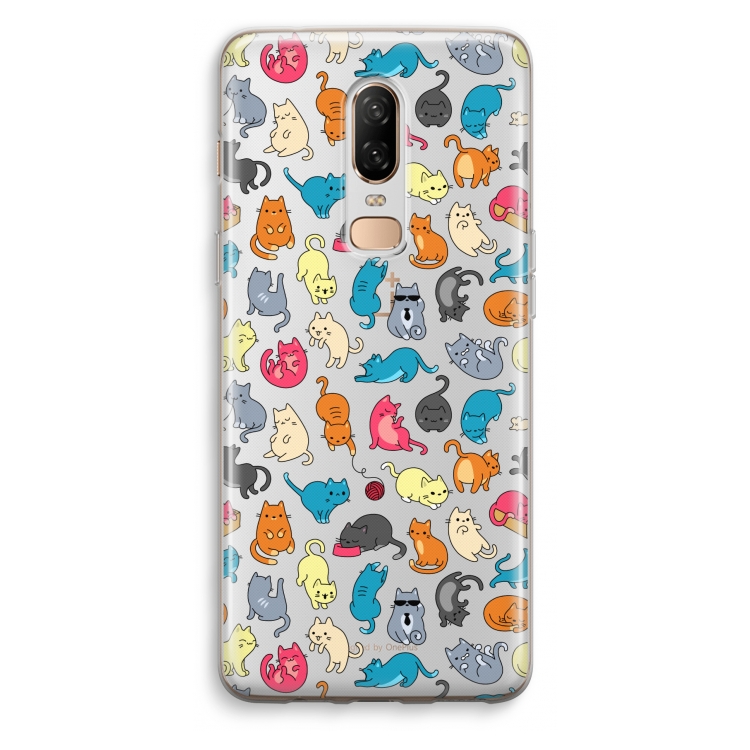 Kleurrijke katten: OnePlus 6 Transparant Hoesje