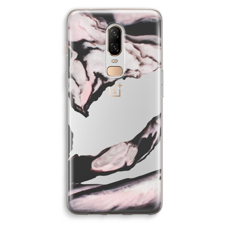 Roze stroom: OnePlus 6 Transparant Hoesje