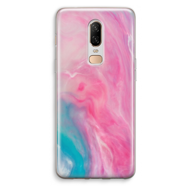 Roze explosie: OnePlus 6 Transparant Hoesje