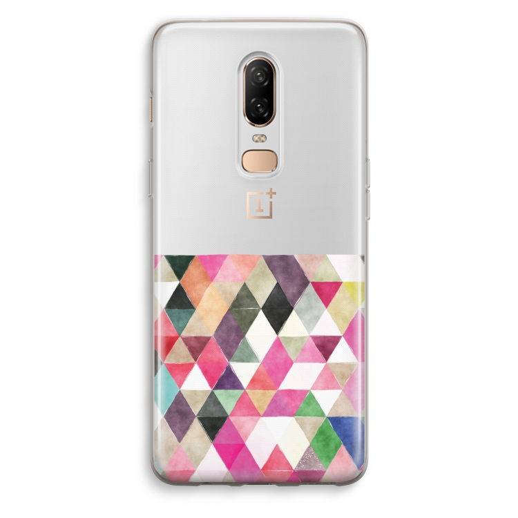 Gekleurde driehoekjes: OnePlus 6 Transparant Hoesje