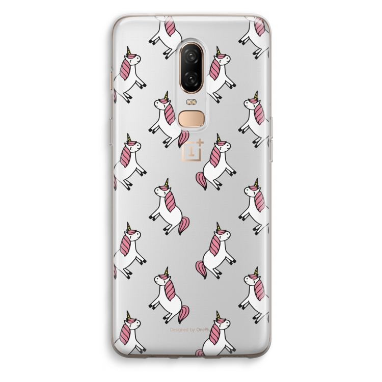 Eenhoorns overal: OnePlus 6 Transparant Hoesje