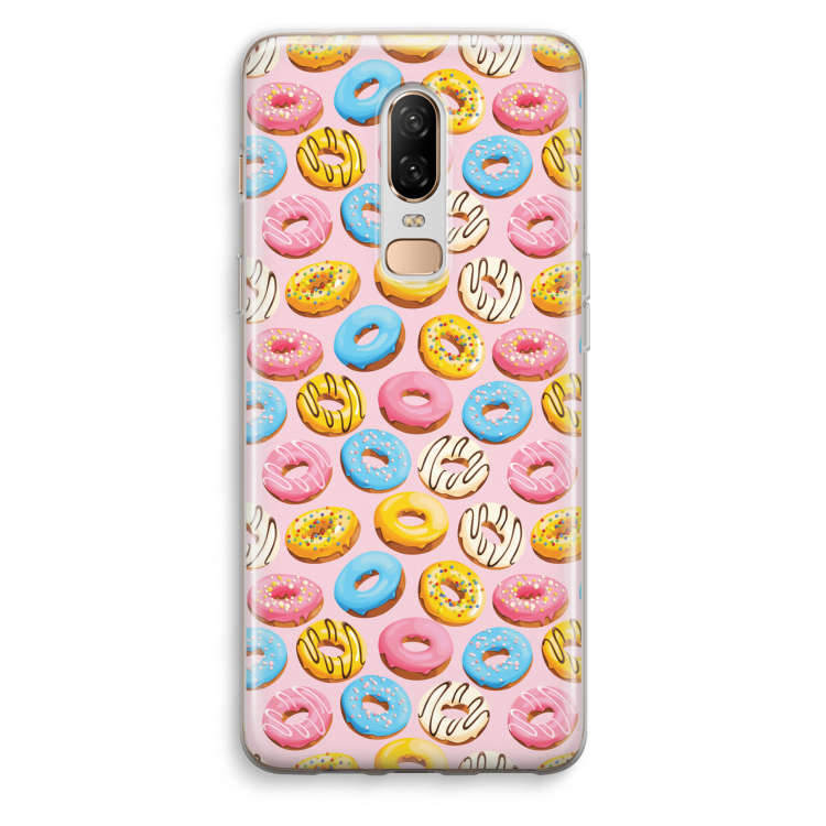 Pink donuts: OnePlus 6 Transparant Hoesje