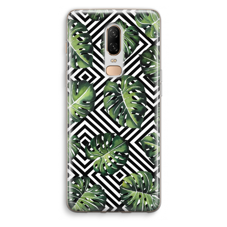 Geometrische jungle: OnePlus 6 Transparant Hoesje