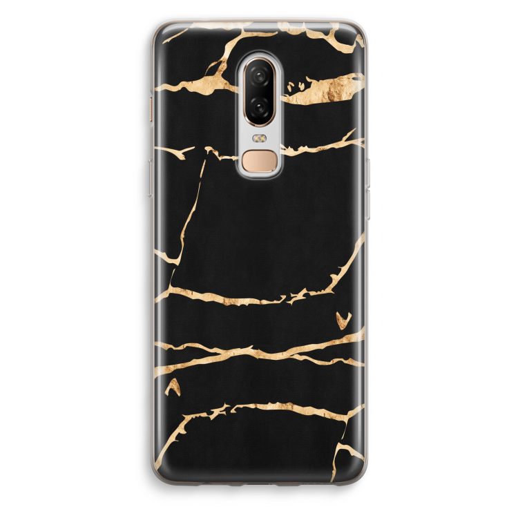 Gouden marmer: OnePlus 6 Transparant Hoesje