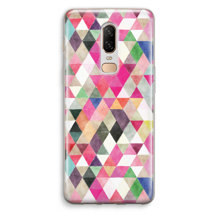 Gekleurde driehoekjes: OnePlus 6 Transparant Hoesje