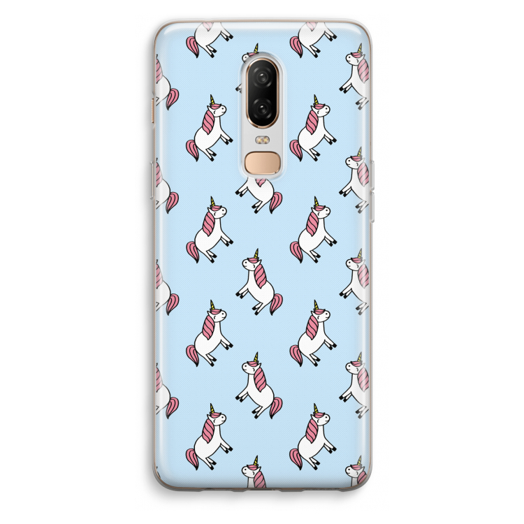 Eenhoorns overal: OnePlus 6 Transparant Hoesje
