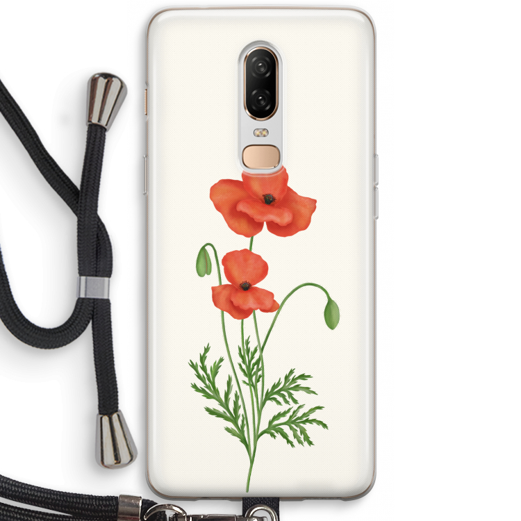 Red poppy: OnePlus 6 Transparant Hoesje met koord