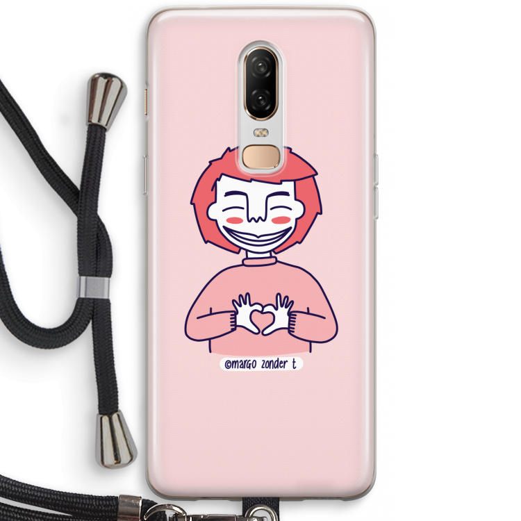 Hartje: OnePlus 6 Transparant Hoesje met koord