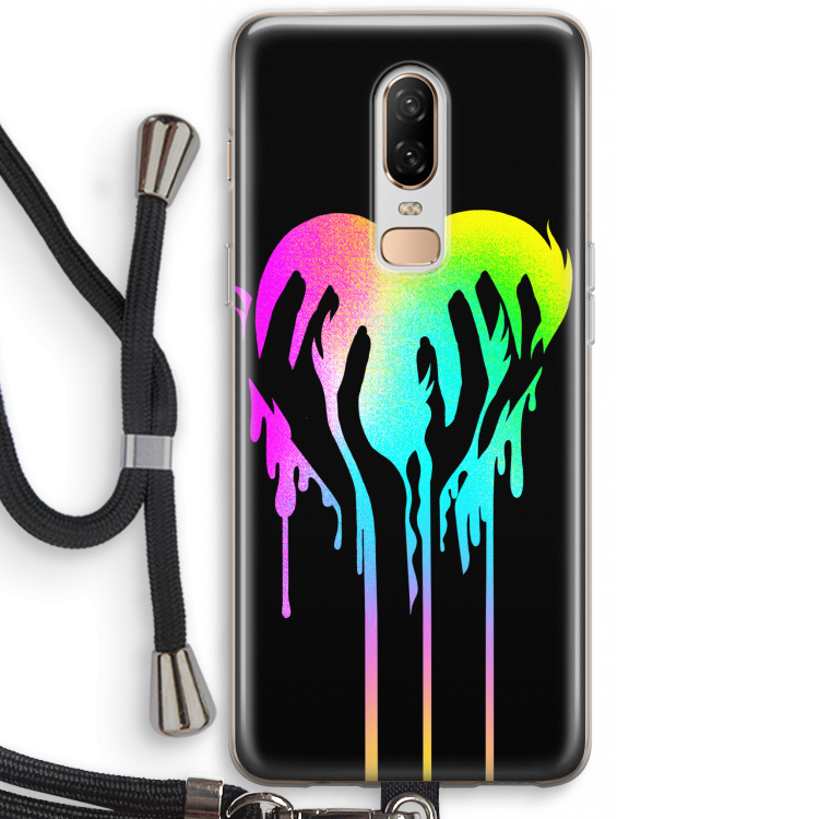 Hold My Heart: OnePlus 6 Transparant Hoesje met koord