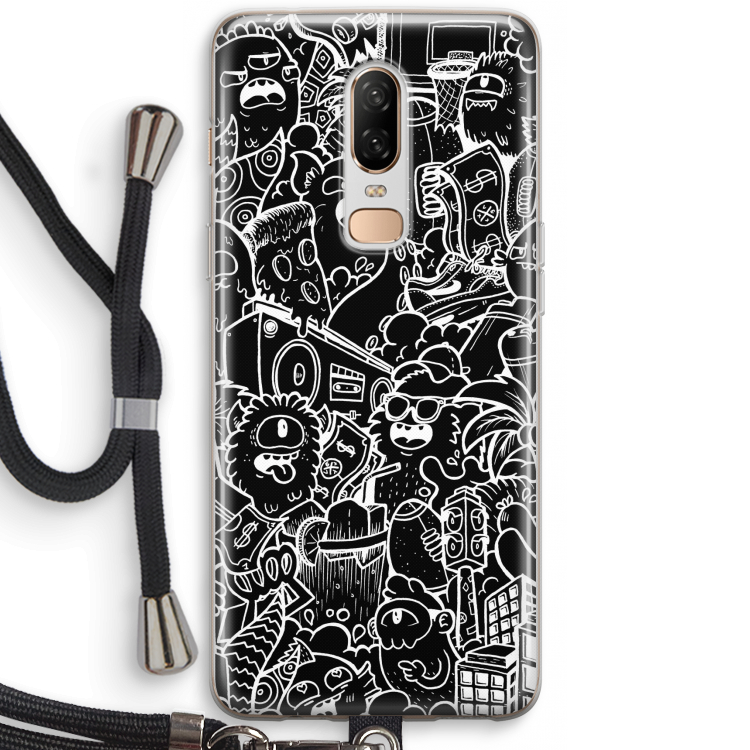 Vexx Black City : OnePlus 6 Transparant Hoesje met koord