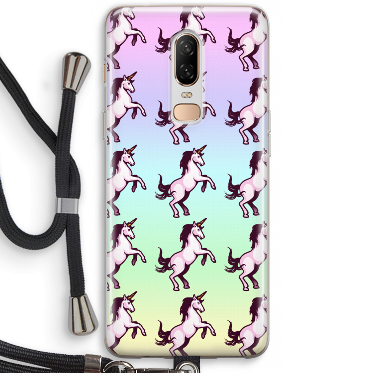 Musketon Unicorn: OnePlus 6 Transparant Hoesje met koord