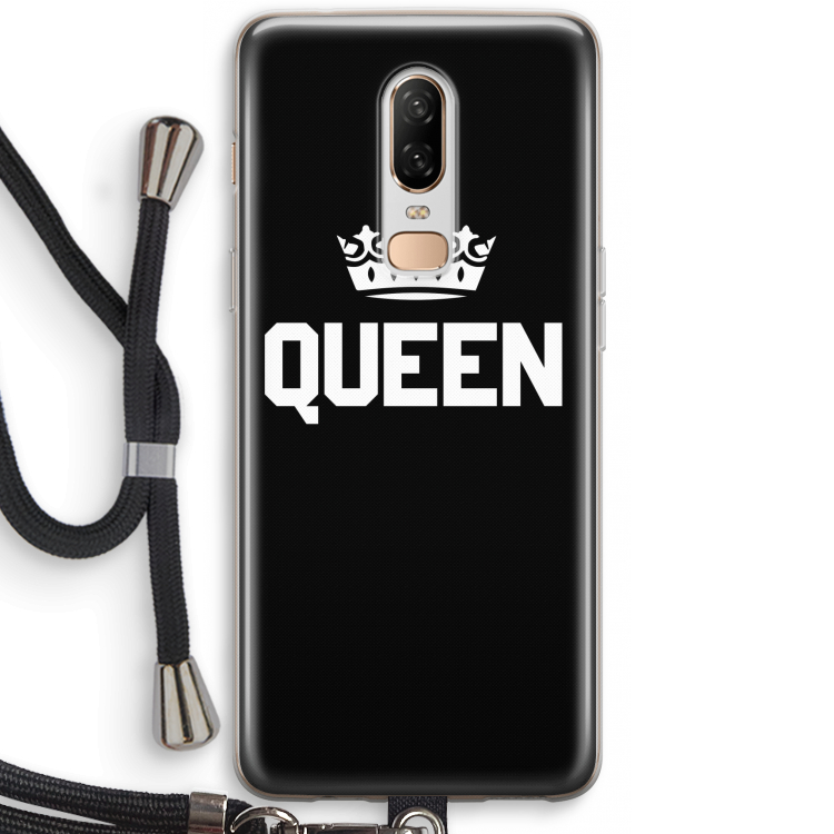 Queen zwart: OnePlus 6 Transparant Hoesje met koord