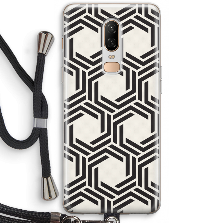 Geometrisch patroon: OnePlus 6 Transparant Hoesje met koord