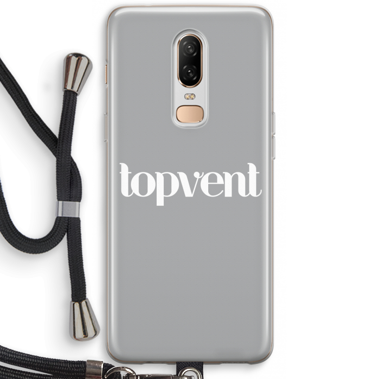 Topvent Grijs Wit: OnePlus 6 Transparant Hoesje met koord