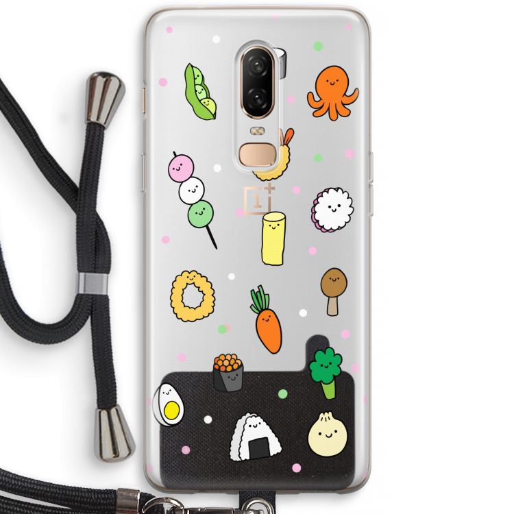 Happy bento friends: OnePlus 6 Transparant Hoesje met koord