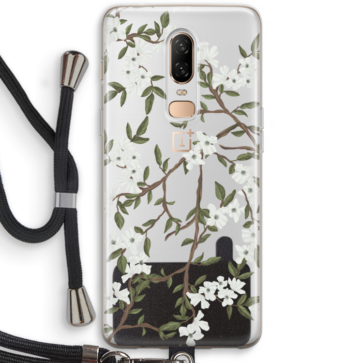 Blossoming spring: OnePlus 6 Transparant Hoesje met koord
