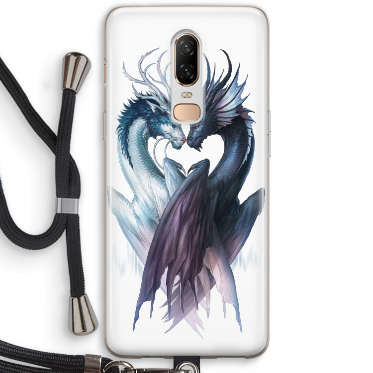 Yin Yang Dragons: OnePlus 6 Transparant Hoesje met koord