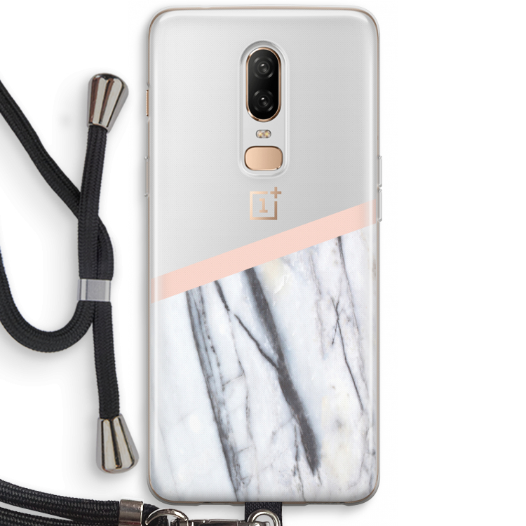 A touch of peach: OnePlus 6 Transparant Hoesje met koord