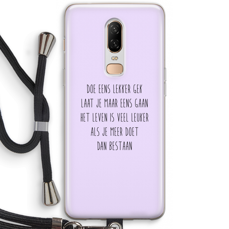 Gek: OnePlus 6 Transparant Hoesje met koord