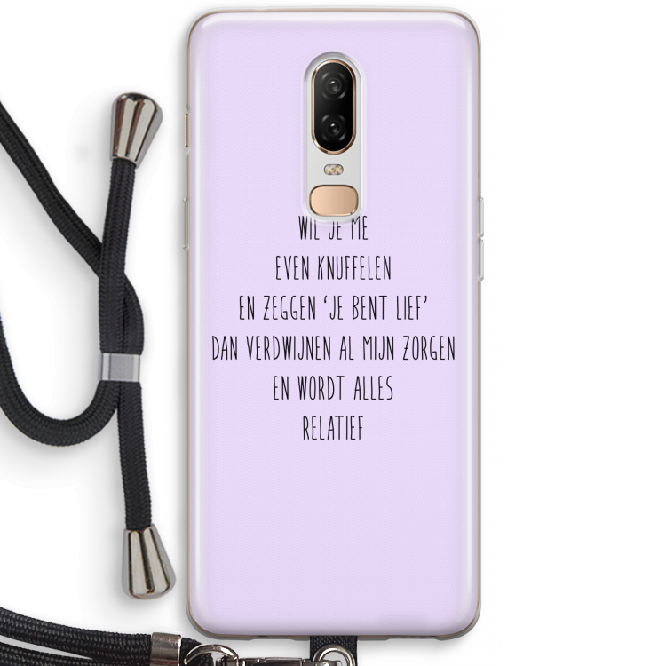 Relatief: OnePlus 6 Transparant Hoesje met koord