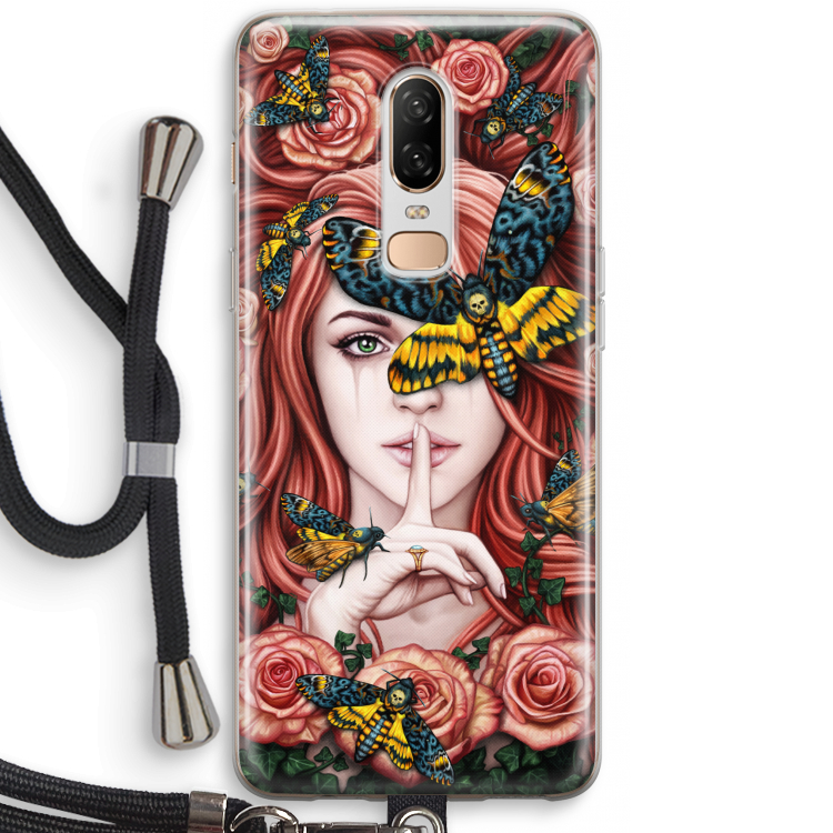 Lady Moth: OnePlus 6 Transparant Hoesje met koord